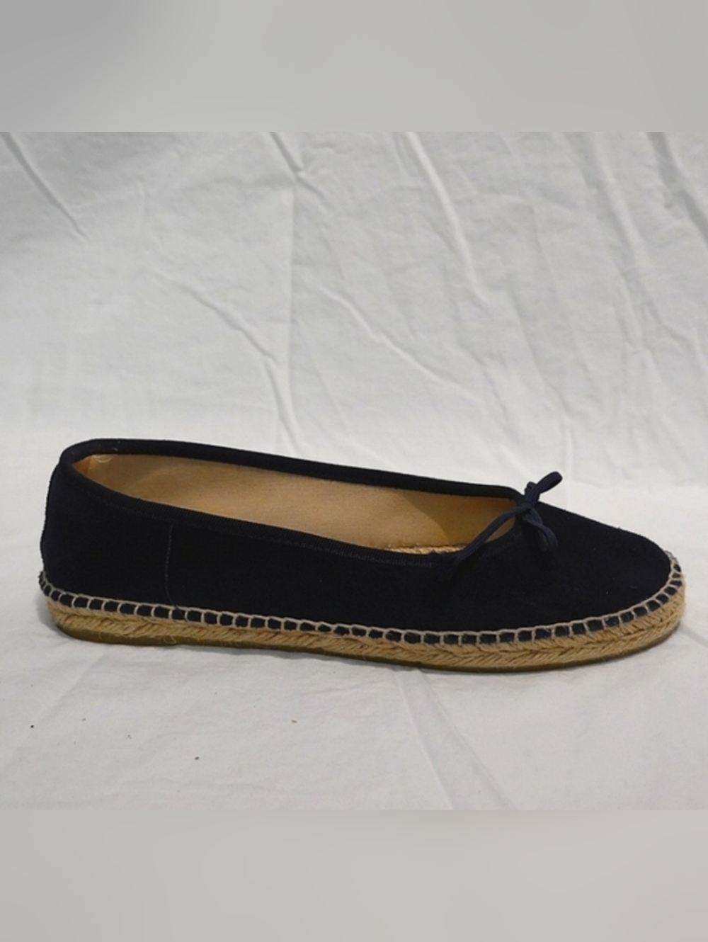 LA MAISON DE L'ESPADRILLE Navy Suede Ballet Flat Espadrille - France, size 39